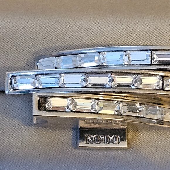 RARE NWT COUTURE RODO ITALY BEIGE SWAROVSKI CRYSTAL EVENING SHOULDER BAG CLUTCH - Picture 4 of 15